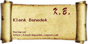 Klenk Benedek névjegykártya